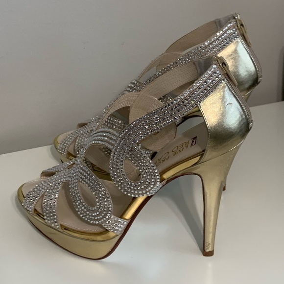 E! Live From The Red Carpet Size 10 Gold Sparkly High Heel Formal Rhinestone 10 - Picture 5 of 7
